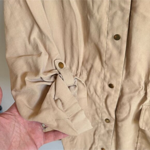 Zara Basic Beige Womens Jacket Drawstring Waist Utility Pockets Small - Picture 8 of 14